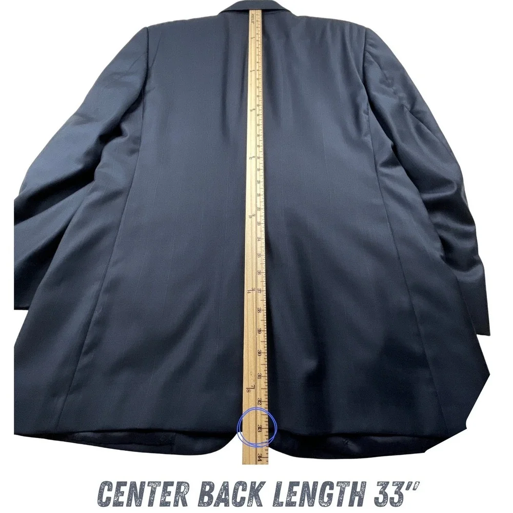 Jos. A.‎ Bank Signature Gold Gordon 44L Blazer Wool WP Plaid Jacket Navy *Flaw